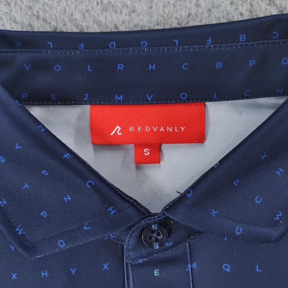 Redvanly PUREpoly Times Polo Shirt Mens Small Navy Golf Word Search R2507 - Picture 9 of 16